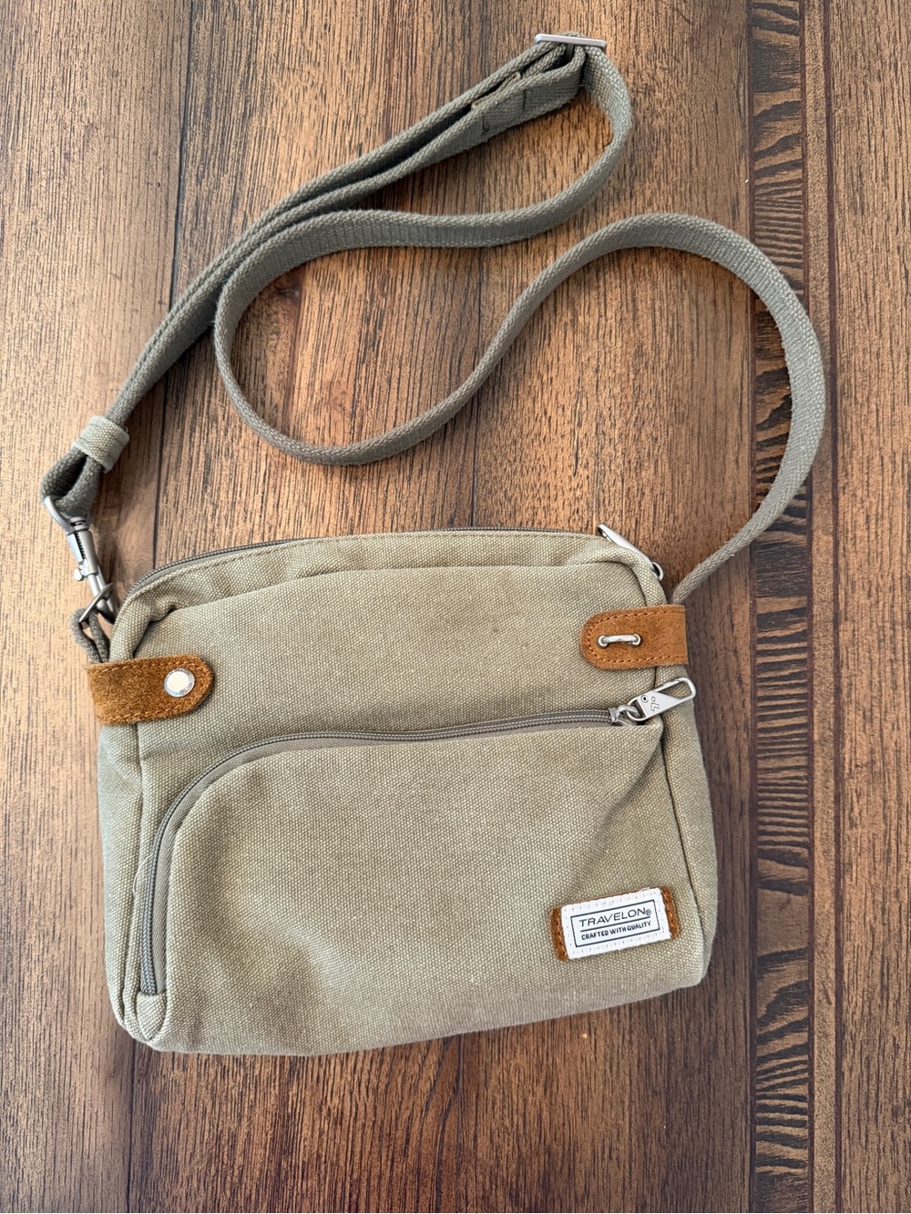 Travelon Anti-Theft Heritage Crossbody Bag RFID Olive Travel Purse Security